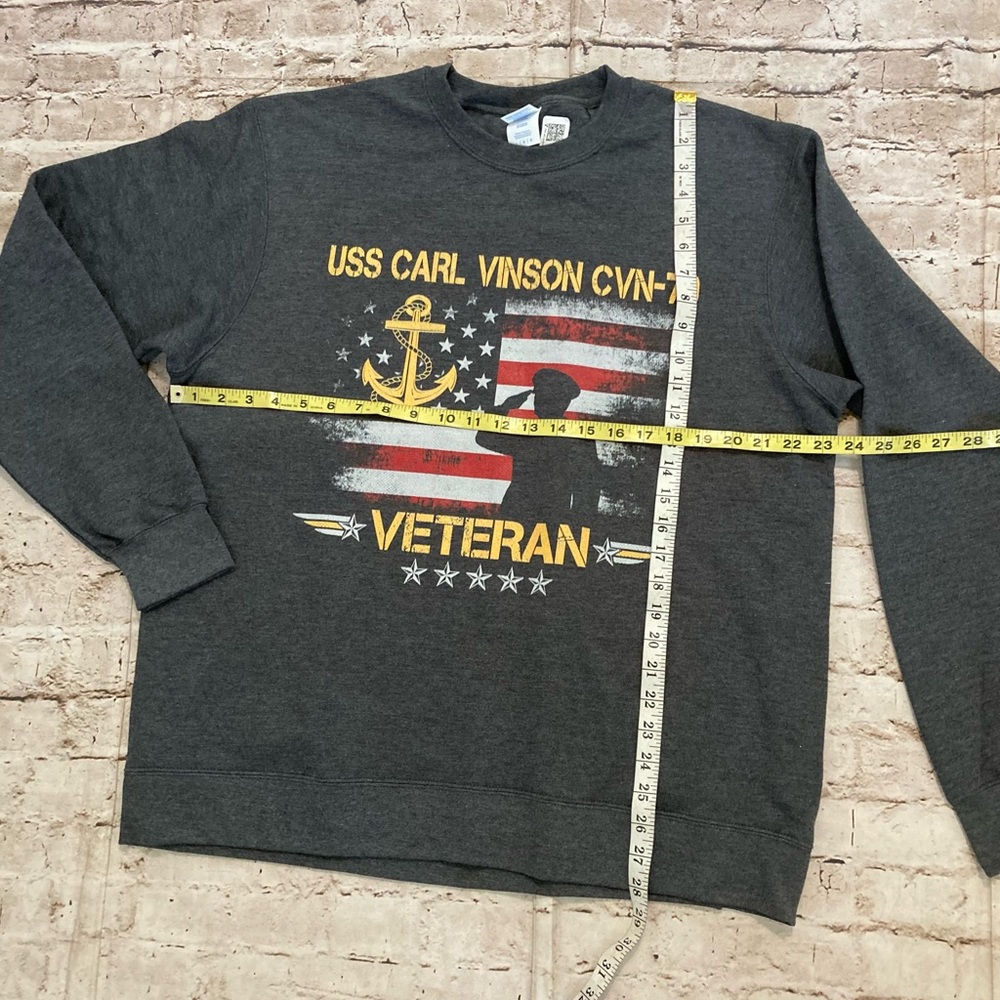 NWT Port & company USS Carl Vinson CVN-19 veteran gray fleece unisex sweater L. - Picture 7 of 9